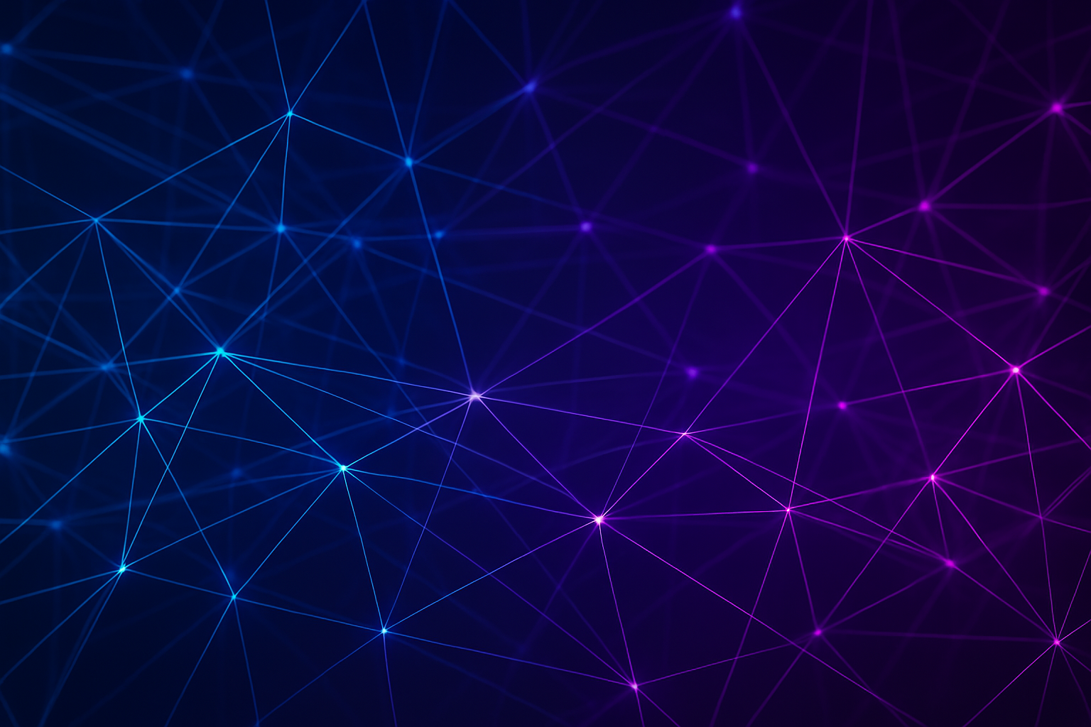 Abstract digital network background with glowing blue and purple lines and nodes